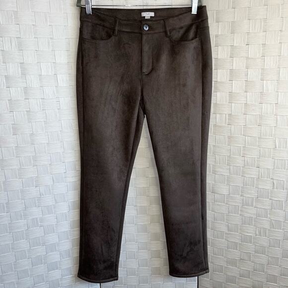 J Jill Womens Faux Suede Pants Size 10 Mocha Brown Beach Boho Contemporary Soft - Picture 10 of 15